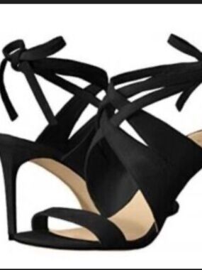 Nine West Black Strappy Lace-Up Stiletto Sandals NEW